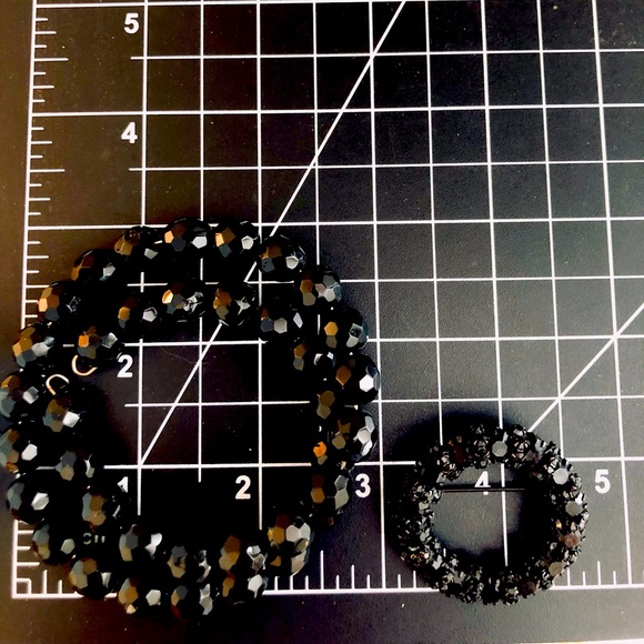 Vintage Black Deco Crystal Bracelet & Brooch 🖤🖤 - Picture 5 of 10